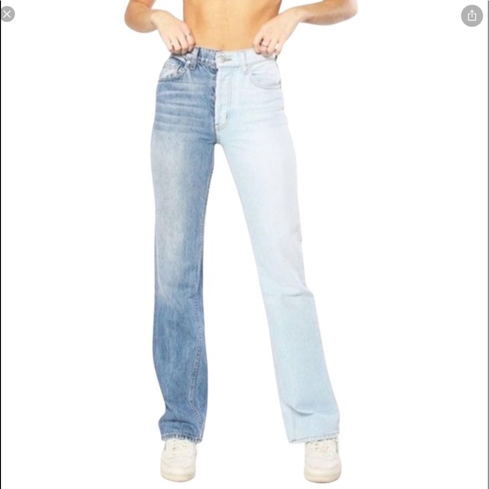 NWOT Revice Blue Weekend Sunday's Two Tone In Size 27 Straight Leg Jeans